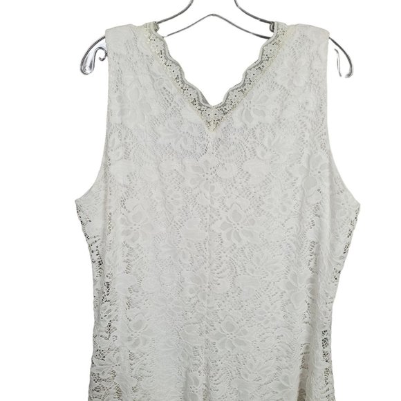 Love Chesley Size 3XL Dress Lace Midi Full Hem V-neck Sleeveless Romantic White - Picture 9 of 11